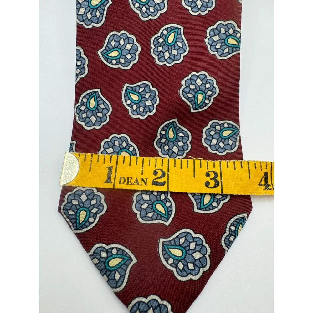 Lands End Silk Burgundy Paisley‎ Necktie Men's Formal Business Accessory